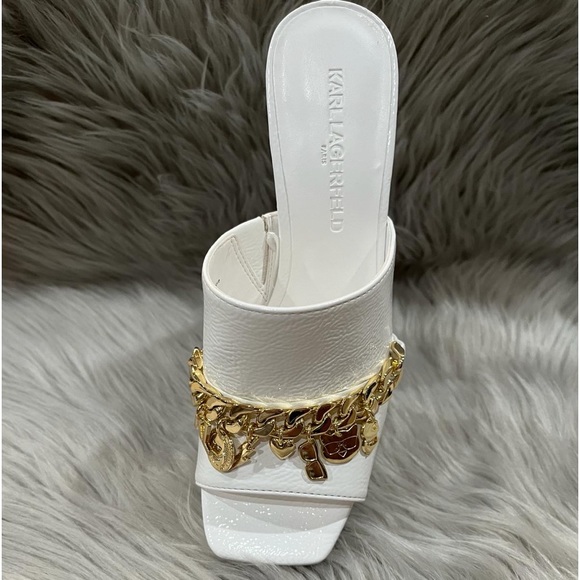 Karl Lagerfeld Leather Slip-On with Gold Charms - Haisley Patent - Heels - Picture 2 of 7